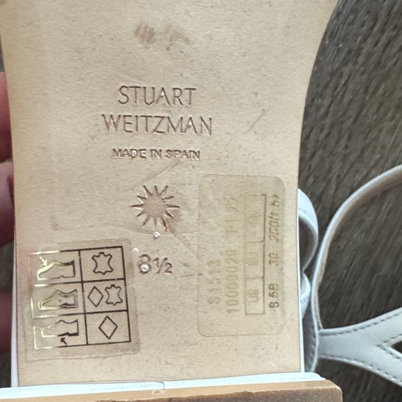 Stuart Weitzman White Sandals with Rhinestone Accents - Picture 3 of 3